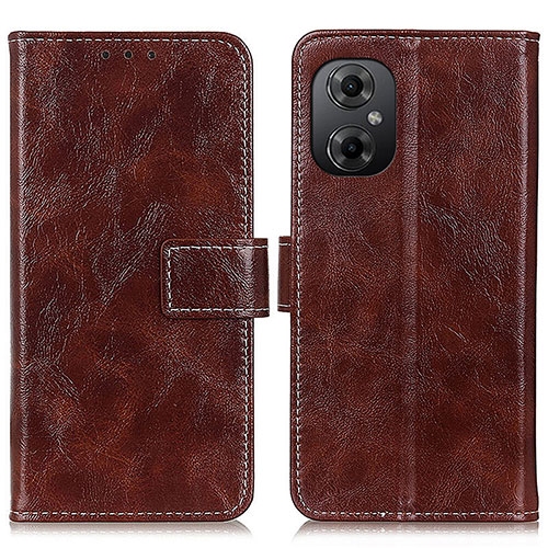 Leather Case Stands Flip Cover Holder K04Z for Xiaomi Redmi Note 11R 5G Brown