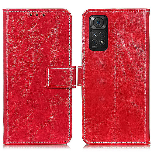 Leather Case Stands Flip Cover Holder K04Z for Xiaomi Redmi Note 11S 4G Red