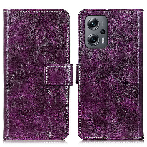 Leather Case Stands Flip Cover Holder K04Z for Xiaomi Redmi Note 11T Pro+ Plus 5G Purple