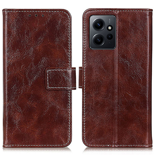 Leather Case Stands Flip Cover Holder K04Z for Xiaomi Redmi Note 12 4G Brown