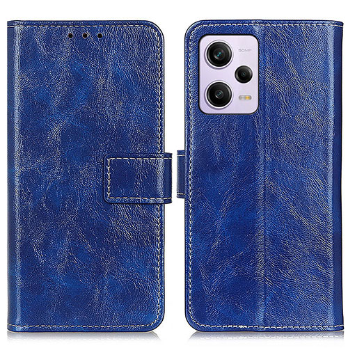 Leather Case Stands Flip Cover Holder K04Z for Xiaomi Redmi Note 12 Pro+ Plus 5G Blue