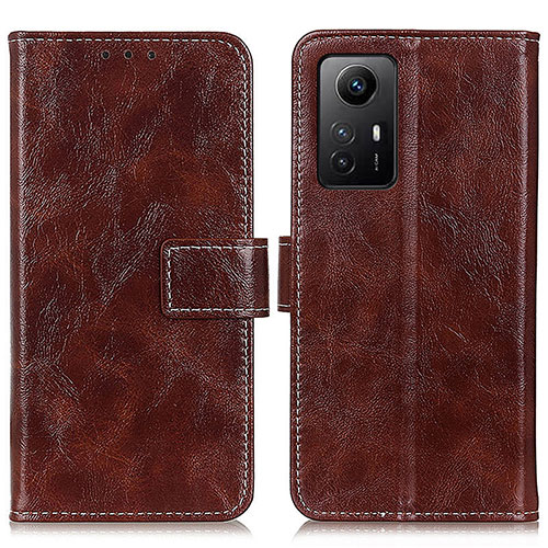 Leather Case Stands Flip Cover Holder K04Z for Xiaomi Redmi Note 12S Brown