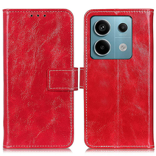 Leather Case Stands Flip Cover Holder K04Z for Xiaomi Redmi Note 13 Pro 5G Red