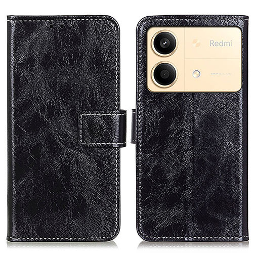 Leather Case Stands Flip Cover Holder K04Z for Xiaomi Redmi Note 13R Pro 5G Black