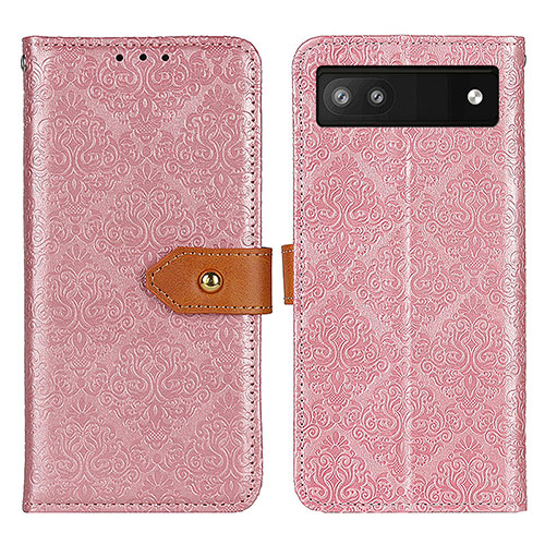 Leather Case Stands Flip Cover Holder K05Z for Google Pixel 6a 5G Pink