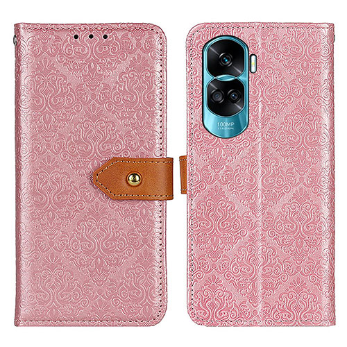 Leather Case Stands Flip Cover Holder K05Z for Huawei Honor 90 Lite 5G Pink