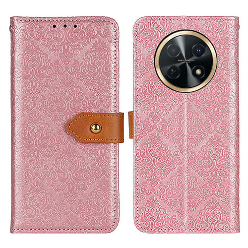 Leather Case Stands Flip Cover Holder K05Z for Huawei Nova Y91 Pink