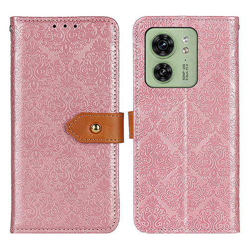 Leather Case Stands Flip Cover Holder K05Z for Motorola Moto Edge (2023) 5G Pink