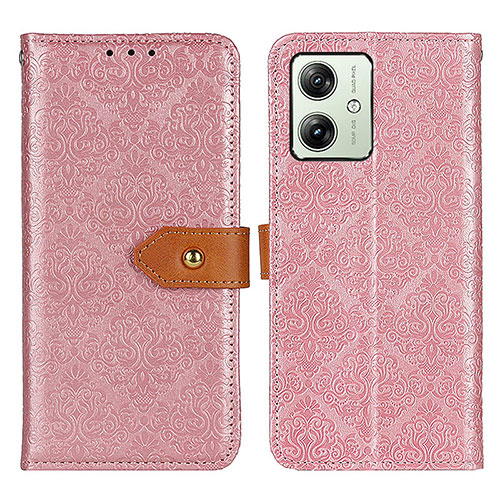 Leather Case Stands Flip Cover Holder K05Z for Motorola Moto G54 5G Pink