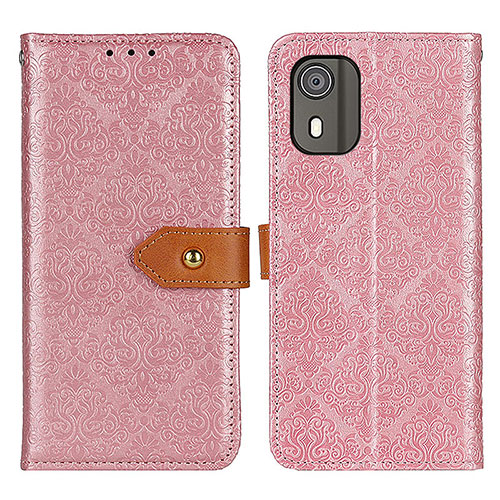 Leather Case Stands Flip Cover Holder K05Z for Nokia C02 Pink