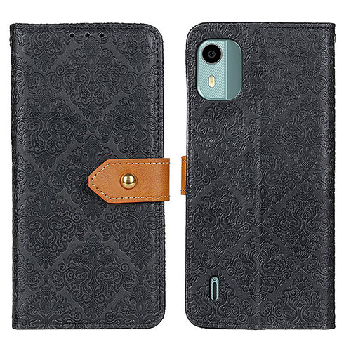 Leather Case Stands Flip Cover Holder K05Z for Nokia C12 Black