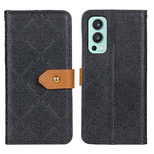 Leather Case Stands Flip Cover Holder K05Z for OnePlus Nord 2 5G Black