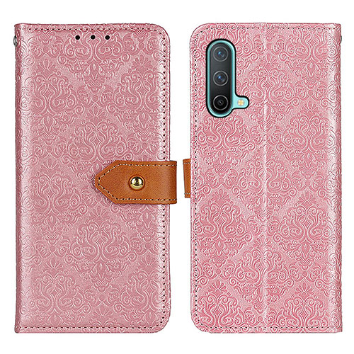 Leather Case Stands Flip Cover Holder K05Z for OnePlus Nord CE 5G Pink