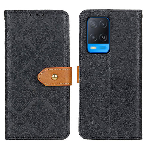 Leather Case Stands Flip Cover Holder K05Z for Oppo A54 4G Black