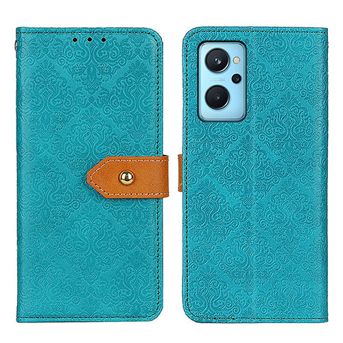 Leather Case Stands Flip Cover Holder K05Z for Oppo A96 4G Green