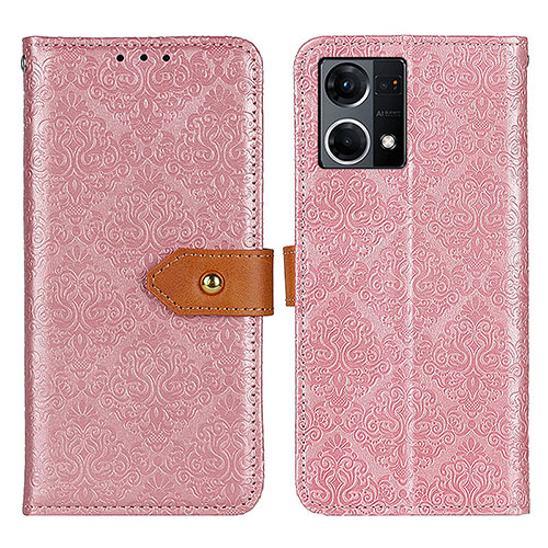 Leather Case Stands Flip Cover Holder K05Z for Oppo F21 Pro 4G Pink