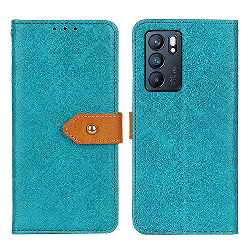 Leather Case Stands Flip Cover Holder K05Z for Oppo Reno6 5G Green