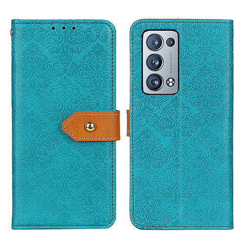 Leather Case Stands Flip Cover Holder K05Z for Oppo Reno6 Pro 5G Green