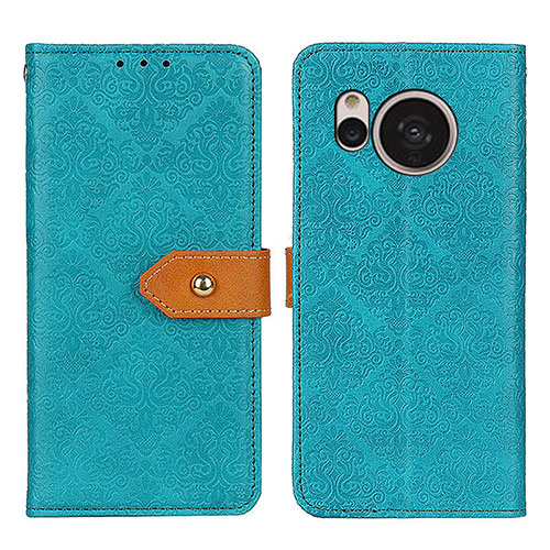 Leather Case Stands Flip Cover Holder K05Z for Sharp Aquos Sense7 Plus Green