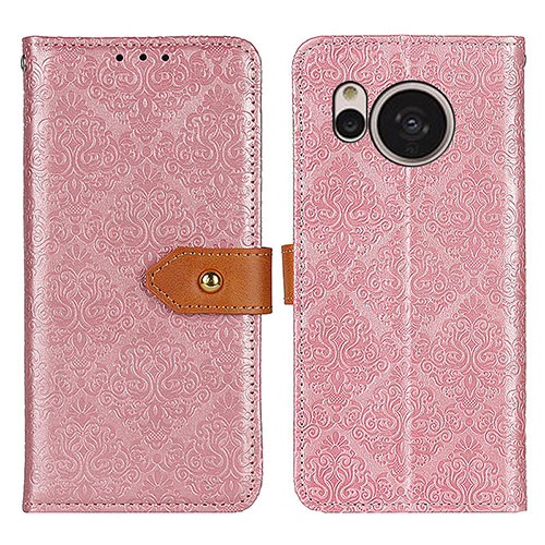 Leather Case Stands Flip Cover Holder K05Z for Sharp Aquos Sense7 Plus Pink