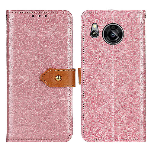 Leather Case Stands Flip Cover Holder K05Z for Sharp Aquos Sense8 Pink