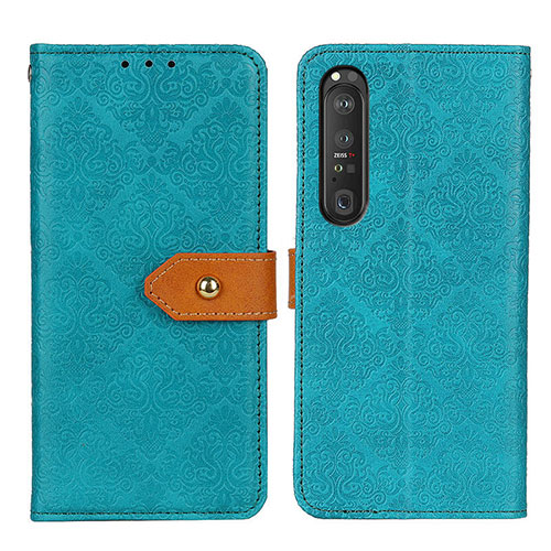 Leather Case Stands Flip Cover Holder K05Z for Sony Xperia 1 III Green