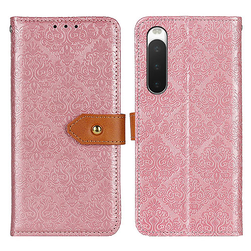 Leather Case Stands Flip Cover Holder K05Z for Sony Xperia 10 IV SOG07 Pink