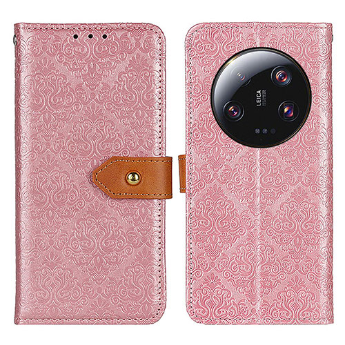 Leather Case Stands Flip Cover Holder K05Z for Xiaomi Mi 13 Ultra 5G Pink