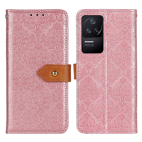 Leather Case Stands Flip Cover Holder K05Z for Xiaomi Poco F4 5G Pink