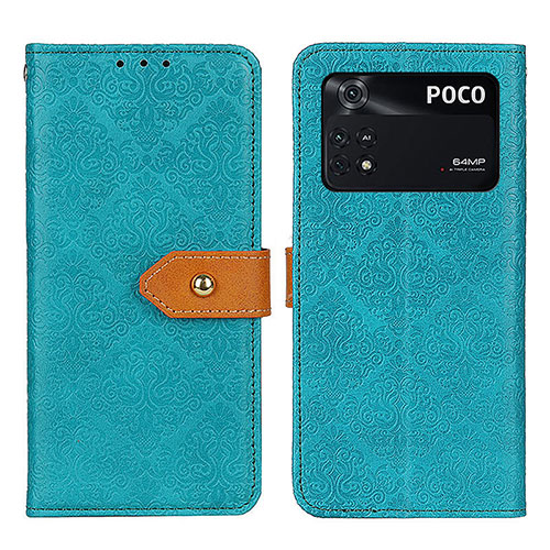 Leather Case Stands Flip Cover Holder K05Z for Xiaomi Poco M4 Pro 4G Green