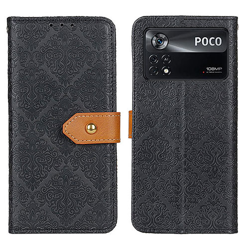 Leather Case Stands Flip Cover Holder K05Z for Xiaomi Poco X4 Pro 5G Black