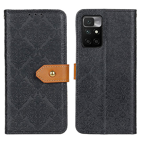 Leather Case Stands Flip Cover Holder K05Z for Xiaomi Redmi 10 4G Black