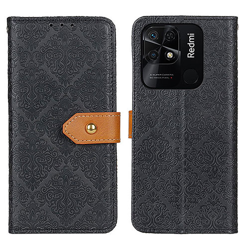 Leather Case Stands Flip Cover Holder K05Z for Xiaomi Redmi 10 India Black