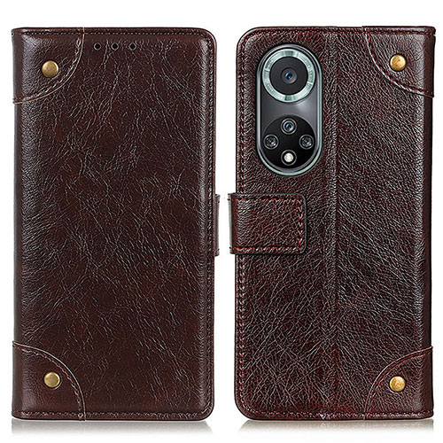 Leather Case Stands Flip Cover Holder K06Z for Huawei Honor 50 Pro 5G Brown