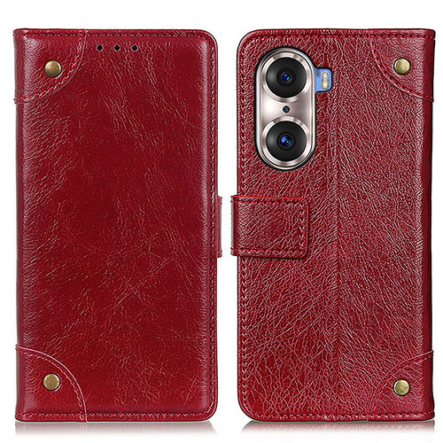 Leather Case Stands Flip Cover Holder K06Z for Huawei Honor 60 5G Red