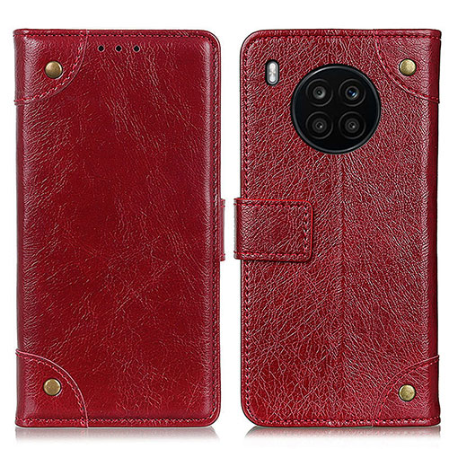 Leather Case Stands Flip Cover Holder K06Z for Huawei Nova 8i Red