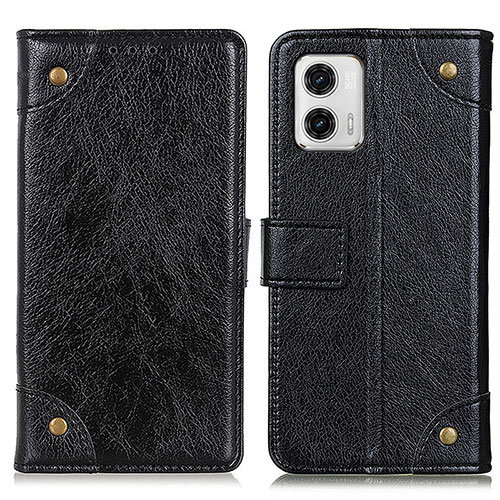 Leather Case Stands Flip Cover Holder K06Z for Motorola Moto G73 5G Black