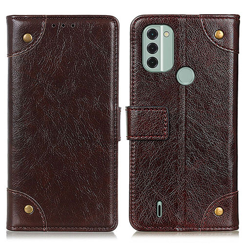 Leather Case Stands Flip Cover Holder K06Z for Nokia C31 Brown