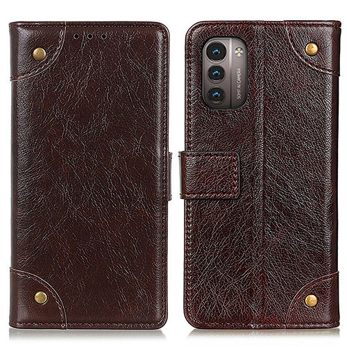 Leather Case Stands Flip Cover Holder K06Z for Nokia G11 Brown