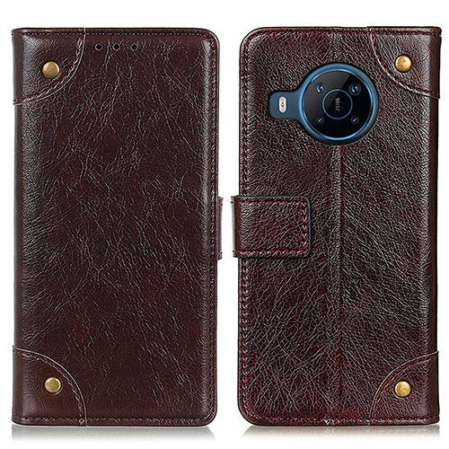 Leather Case Stands Flip Cover Holder K06Z for Nokia X100 5G Brown