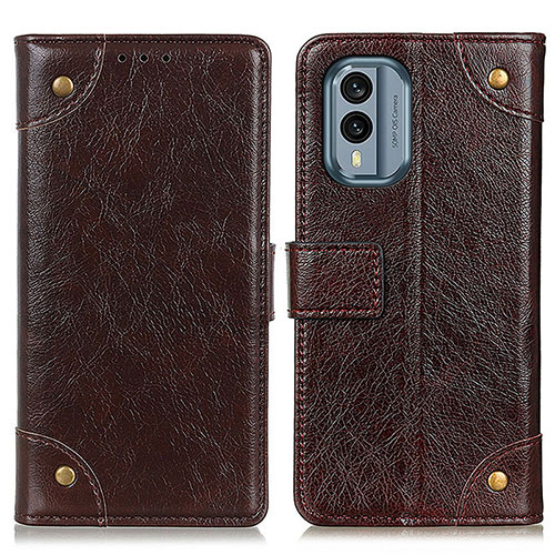 Leather Case Stands Flip Cover Holder K06Z for Nokia X30 5G Brown