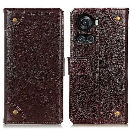 Leather Case Stands Flip Cover Holder K06Z for OnePlus 10R 5G Brown