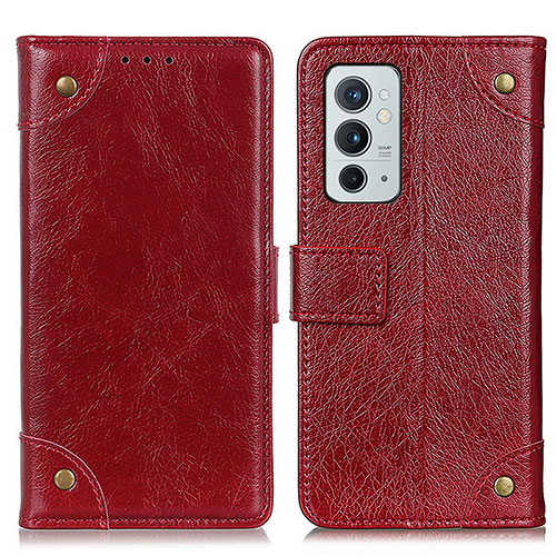 Leather Case Stands Flip Cover Holder K06Z for OnePlus 9RT 5G Red