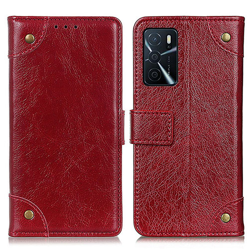 Leather Case Stands Flip Cover Holder K06Z for Oppo A16 Red