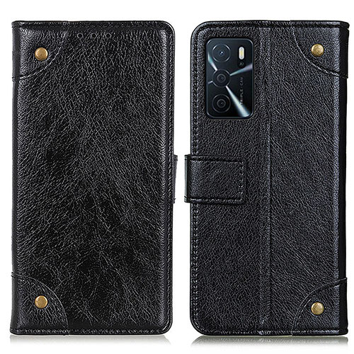 Leather Case Stands Flip Cover Holder K06Z for Oppo A16s Black