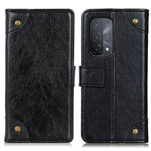 Leather Case Stands Flip Cover Holder K06Z for Oppo A54 5G Black