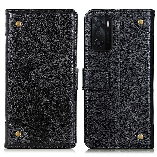 Leather Case Stands Flip Cover Holder K06Z for Oppo A55S 5G Black