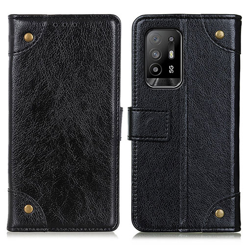 Leather Case Stands Flip Cover Holder K06Z for Oppo A94 5G Black