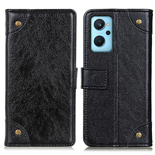 Leather Case Stands Flip Cover Holder K06Z for Oppo A96 4G Black