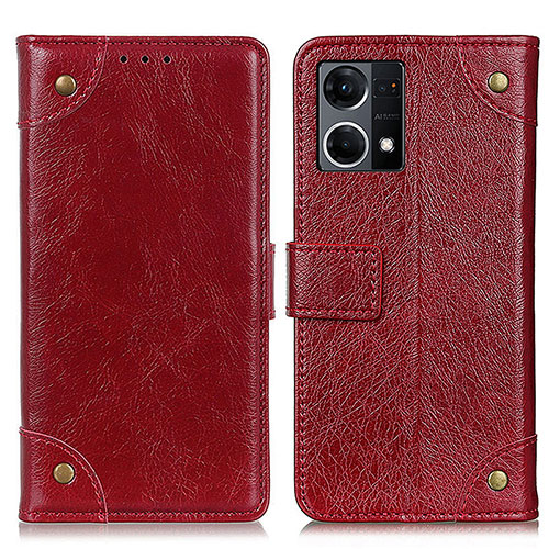 Leather Case Stands Flip Cover Holder K06Z for Oppo F21 Pro 4G Red
